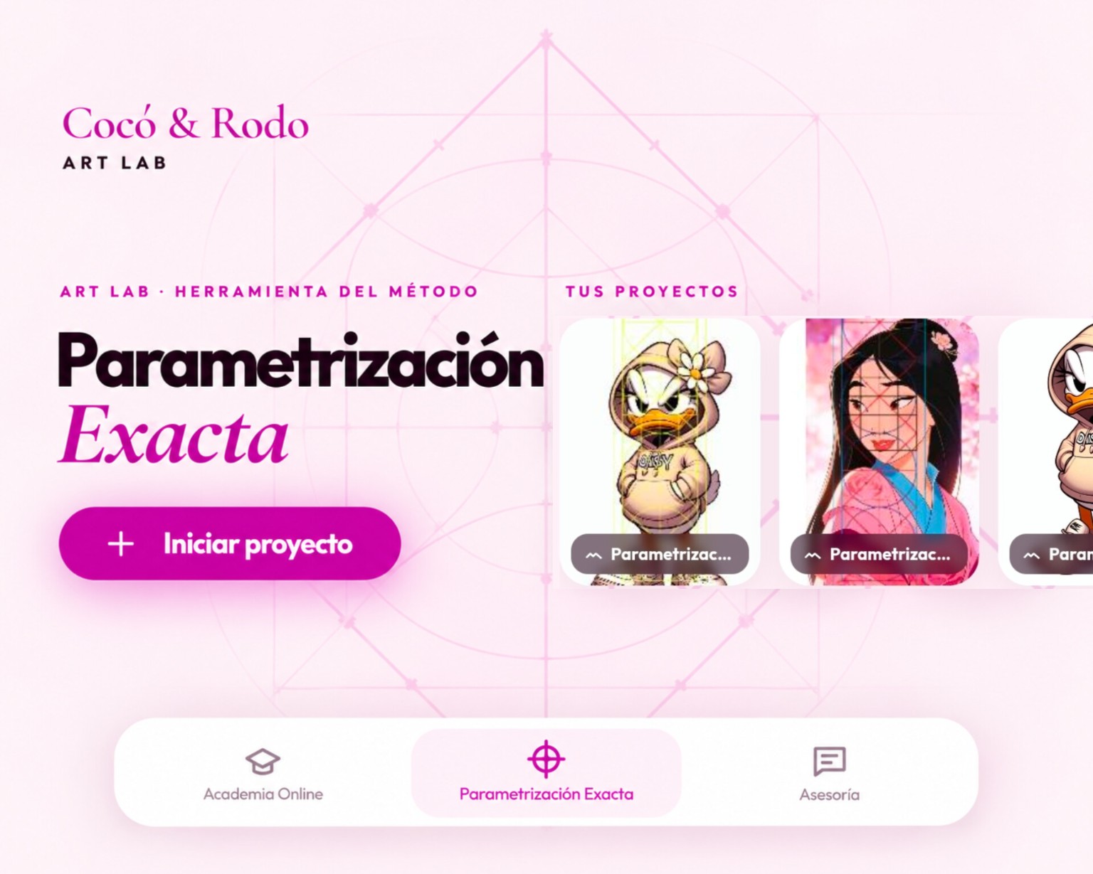 App Parametrización Exacta: proyectos y guías de proporciones con el método ART LAB
